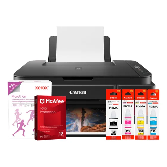 Impresora Canon G2110 + Antivirus + Papel + Kit De Tintas Negro