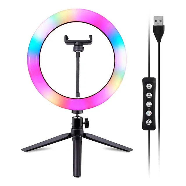 Aro Led Anillo De 26cm Selfie Rgb Con Control Y Tripode