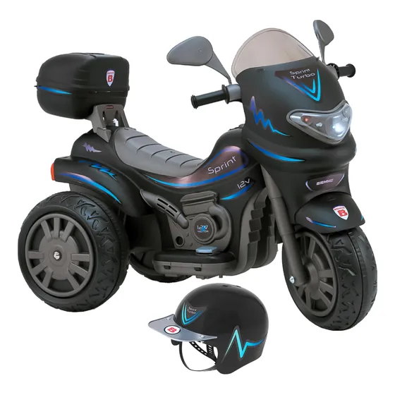 Moto A Batería Con Reversa Luces Y Sonido + Casco - El Rey