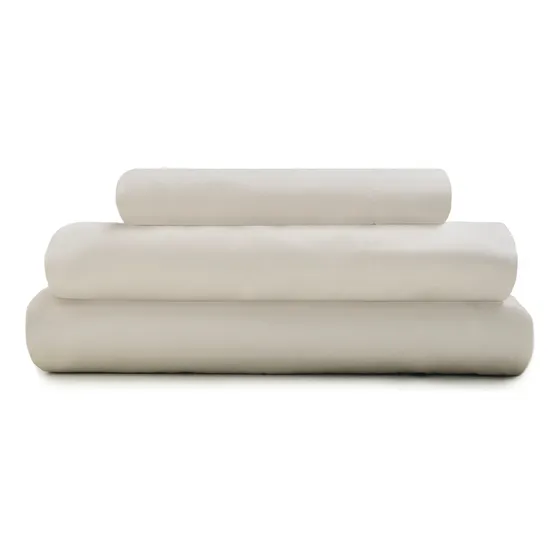 Juego De Sabanas King Size Arcoiris 300 Hilos 100% Algodon Beige Liso