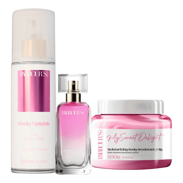 Kit Body Splash Geleia Hidratante Perfume Capilar My Sweet Delight Barbour's Beauty Corpor...