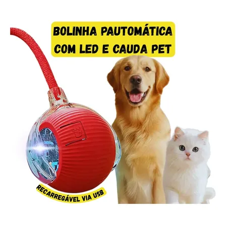 Bola Automática Para Cães E Gatos Brinquedo Interativo Com Cauda E Led Para Pet