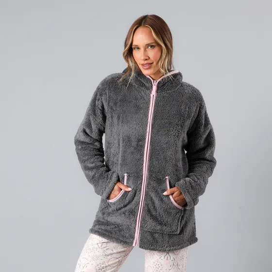 Poleron Coralfleece Con Gorro Flores Mujer 33751-67