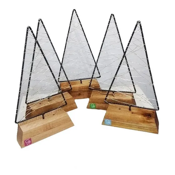 Arbol Navidad Luminoso Led Hierro Y Madera