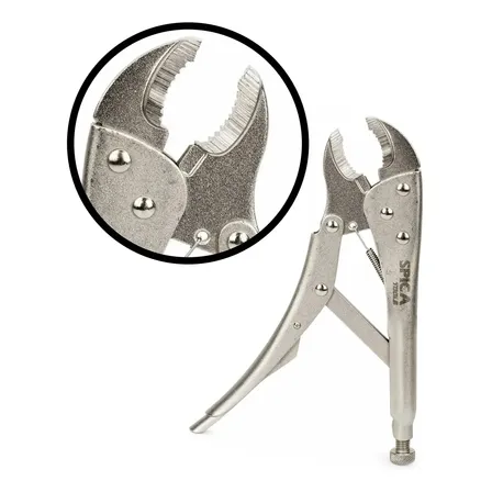 Pinza de Presion Fuerza Perro 10 Pulgadas Spica Tools PIN-8 Regulable Mordaza Curva Acero