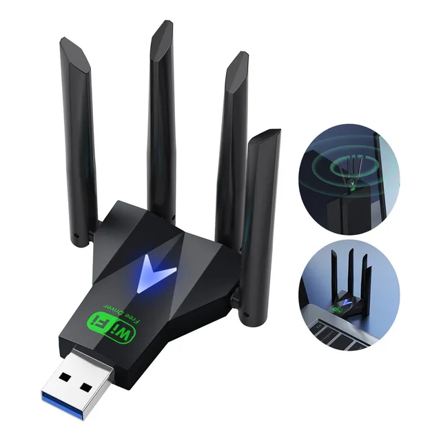 Adaptador Wifi Usb 1300mbps 5d Bi Wifi Receptor 5g