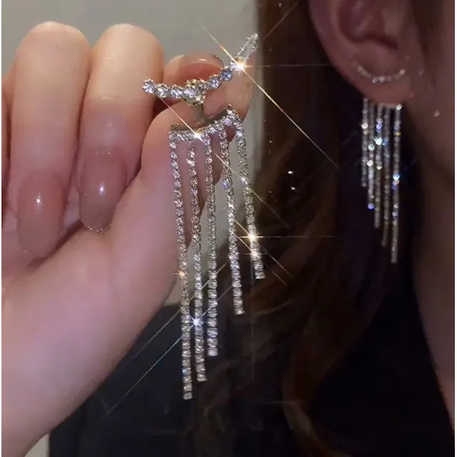 Zarcillo Ear Cuff Rumba Cristal Fiesta Brillantes Mujer