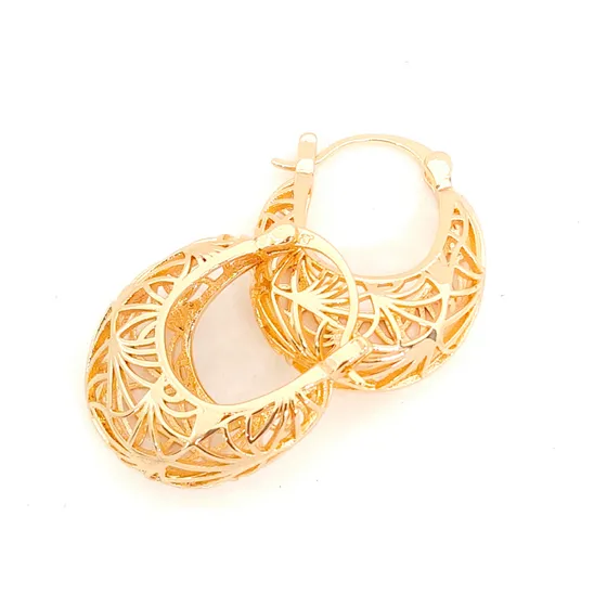 Arracadas Oval Mujer Ligeras  Aretes Oro Laminado Filigrana