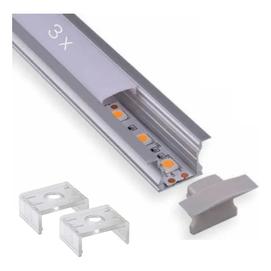 Pack 3: Perfil De Aluminio Para Tira De Led Con Accesorios Luz OPALINO