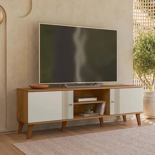 ABACA　TVボード　BR/NA Rack Bancada Para Tv 65 Pol 160cm Sia Nature/off Z49
