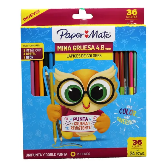 Lápices De 36 Colores (24 Lápices) Paper Mate Mina Gruesa