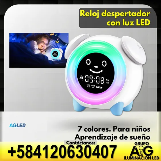 Reloj Despertador Con Luz Led 7 Colores Para Niños Aprendiza