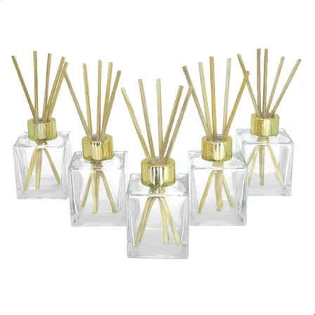 10 Vidro Aromatizador Cubo 100ml Tampa Luxo + Varetas Full Cor Transparente Não Se Aplica