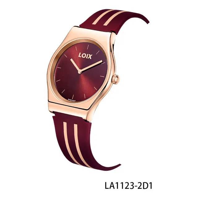 Reloj Mujer Loix La1123-2 Vinotinto Rose, Tablero Vinotinto