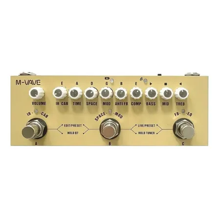 Pedal M-vave Cube Baby Ac Violão Vd633 Efeitos Reverb Compressor Bluetooth Bege