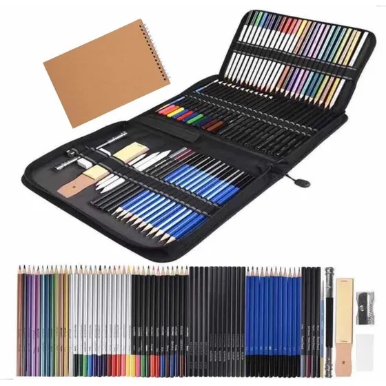 Kit Dibujo 82 Piezas Profesional Estuche Lápices