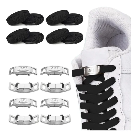 4 Pares Lazy Agujetas Sin Nudo Elásticas Hebilla