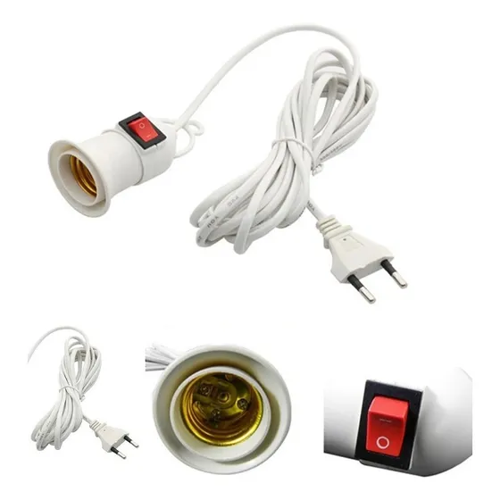 Soquete E27 Con Interruptor Cable 5 Mts Enchufe C / 009025 Luz Blanco-009025 C61