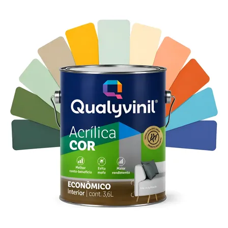 Tinta Acrílica Para Pintura Parede Econômica 3,6l Qualyvinil Branco Fosco