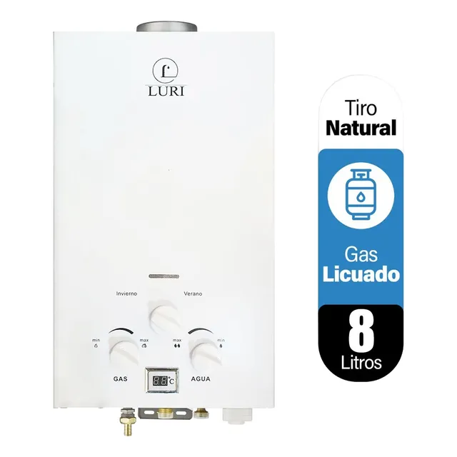 Calefon Gas Licuado 8 Litros Tiro Natural Luri Gas Glp