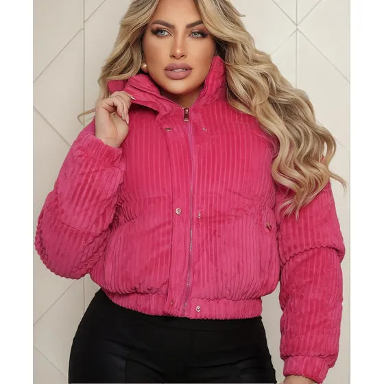 Jaqueta Cotelê Feminina Puffer Canelado Forrada