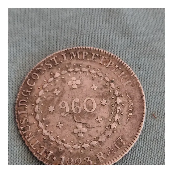 Raro Patacão 1823 R.30 Tulipas, Cruzetas Grande,petrus I