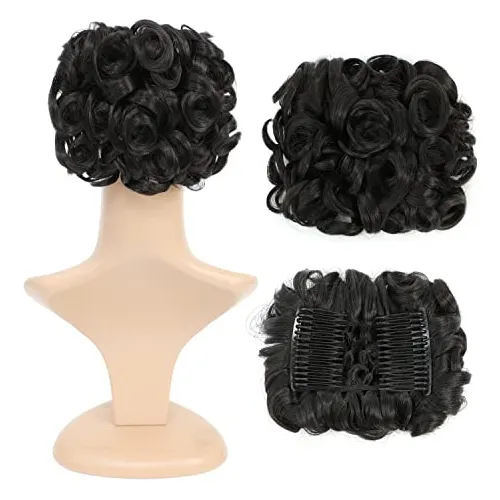 Swacc Short Messy Curly Dish Hair Bun Extension Pelo 4vbxx