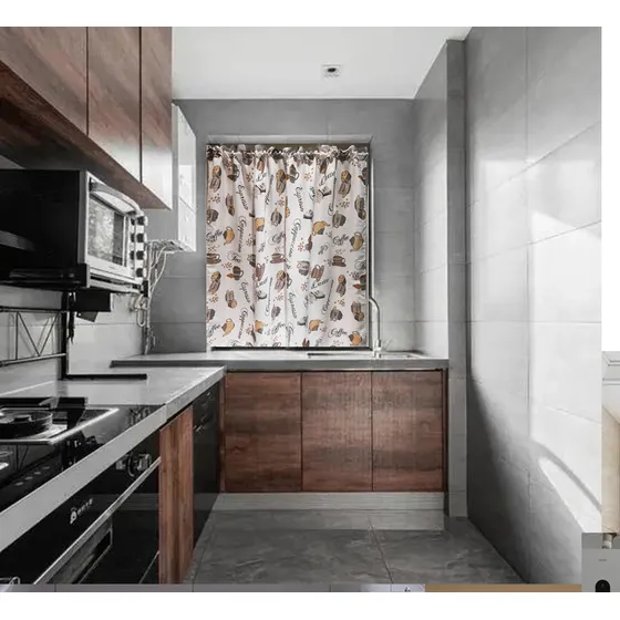 Cortinas De Cocina Ramio De Imitación Estampada 140x125cm