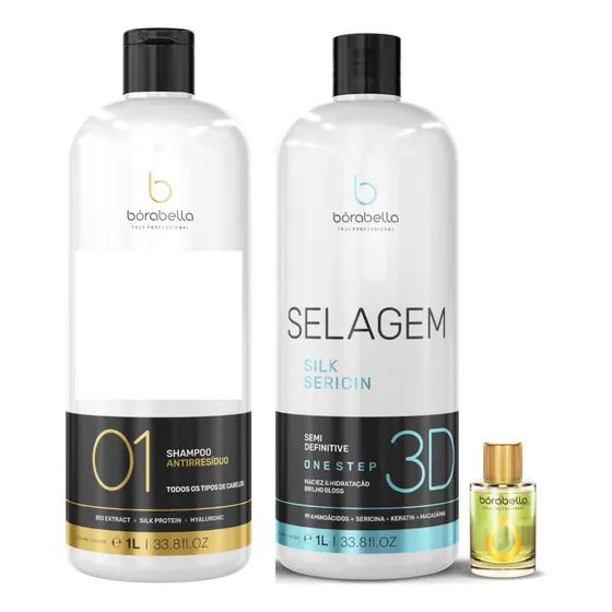Tratamiento Capilar Selagem Organica Borabella profissional com Shampoo Anti-resido