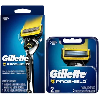 Gillette Fusion Maquina Proshield + Repuesto X 2 Unidades Gillette Fusion Maquina Proshield + Repuesto X 2 Unidades