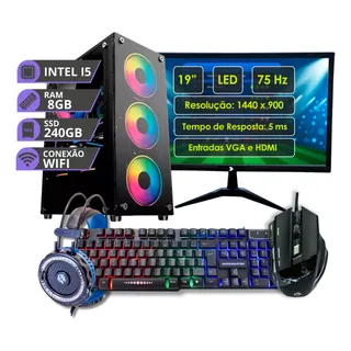 Pc Gamer Cpu Completo I5 8gb Ssd 240gb Monitor 19 Kit Gamer Pc Gamer Cpu Completo I5 8gb Ssd 240gb Monitor 19 Kit Gamer