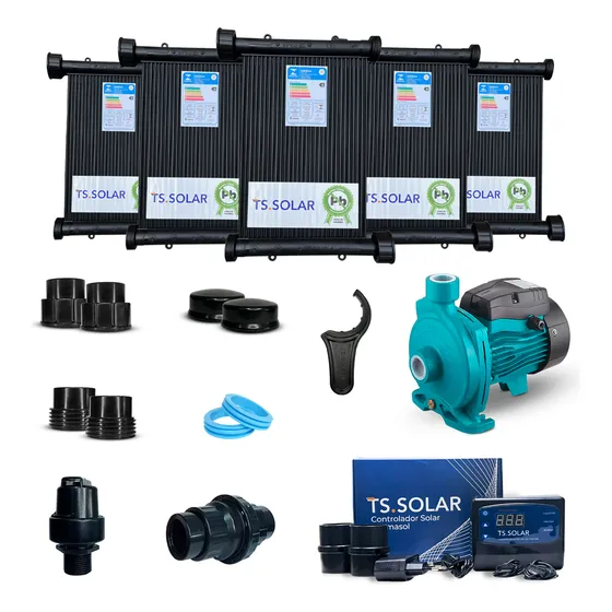Kit Aquecimento Solar Piscina 20 Mt² Completo Bomba Controla