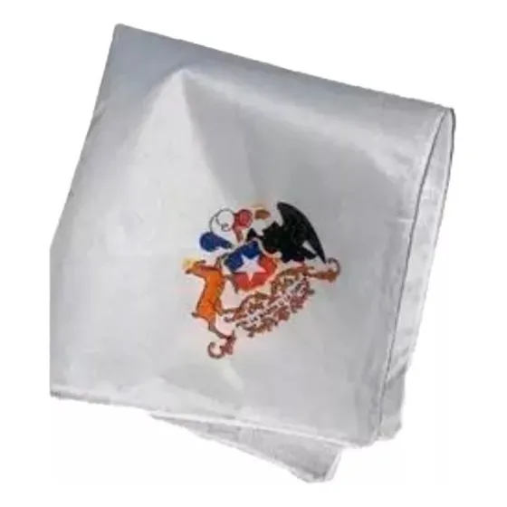 Pañuelo Blanco Estampado Escudo Para Baile Cueca 35x35cm