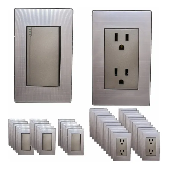 Apagadores 15 Y Tomacorriente 22 37pz Inox Color Plateado