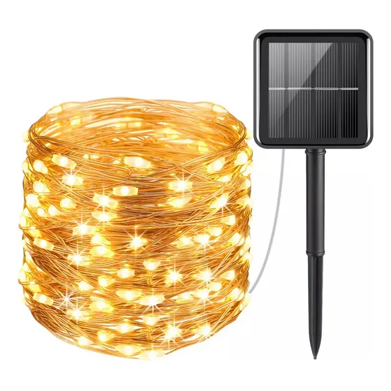 Guirnalda Guía 100 Mini Luces Led Luciérnagas Solar Navidad Luces Calida