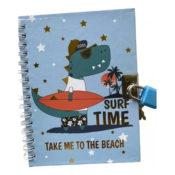 Diario Intimo Infantil Candado Con Llave 18x13 Dinosaurio