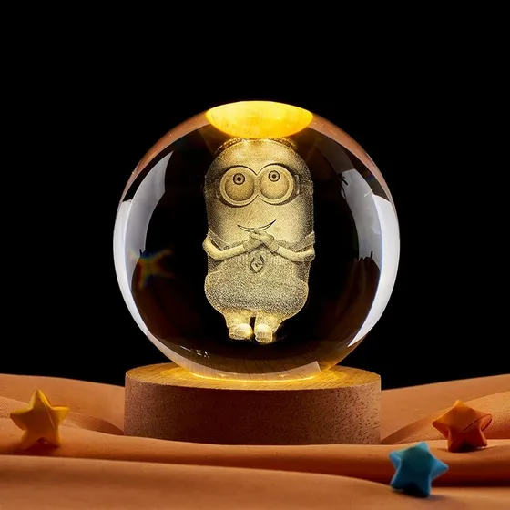 Mh Lámpara De Mesa Led Bola De Cristal Elegancia Minions