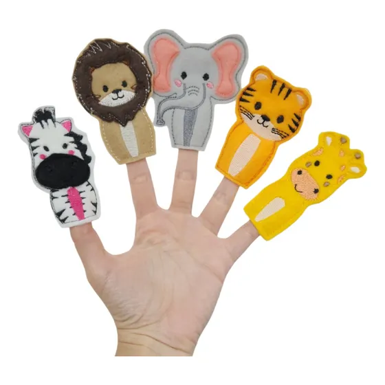 Titeres De Dedo X 5 Animales De La Selva + Sobre Regalo