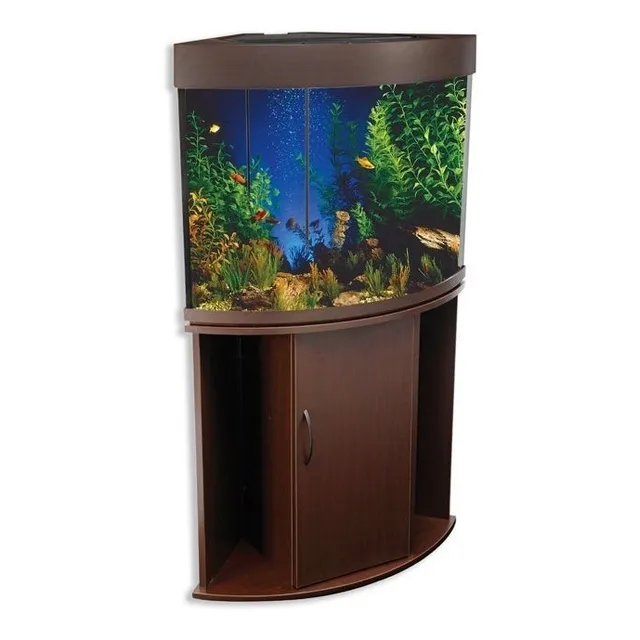 Acuario Agua Dulce Penn Plax Esquinero Curvo 50 Gal + Mueble