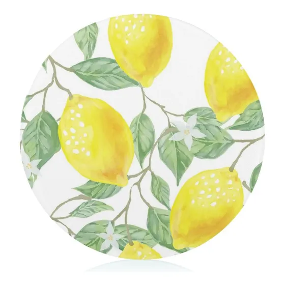 Tabla Cortar Vidrio Templado Summer Limon Redonda 8 X 8  Al