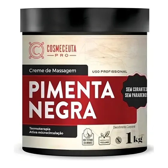 Creme De Massagem Corporal Redutor Medida Pimenta Negra 1kg
