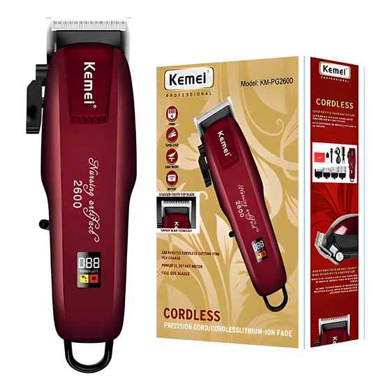 Cortador De Cabelo Kemei Km-pg2600 Bordô 127/220v