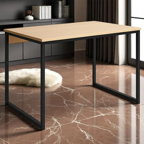 Mesa Escritório 120cm Moderna Com Pés Metálicos Top