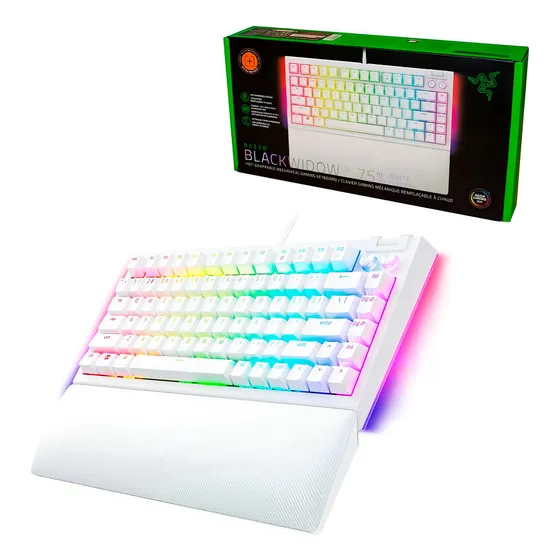 Teclado para jogadores Razer Blackwidow V4 75% branco Idioma do teclado inglês dos EUA