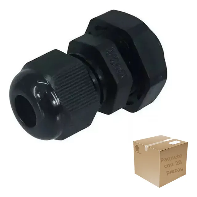 Conector Glandula De Nylon Negro 3/8 Pulgadas 20 Pzs Argos