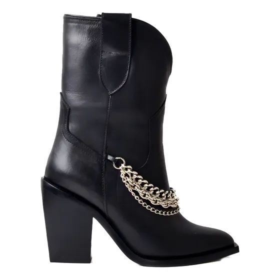Botas Botitas De Cuero De Mujer Con Cadena - Wayne - Ferraro