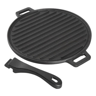 Parrilla Hierro Fundido Doble Cara Con Mango Extraíble Color Negro Parrilla Hierro Fundido Doble Cara Con Mango Extraíble Color Negro