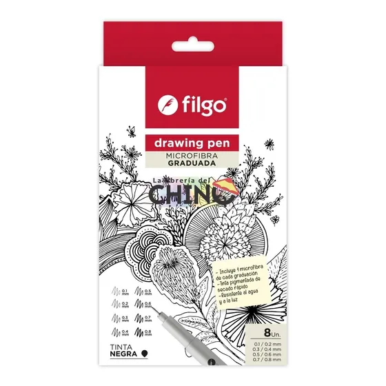Estilografo Filgo Drawing Pen Microfibras X 8 Graduaciones 