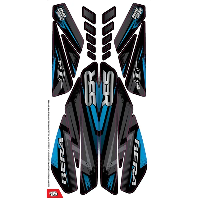 Kit Graficos Calcomania Custom Azul Para Moto Bera Sbr