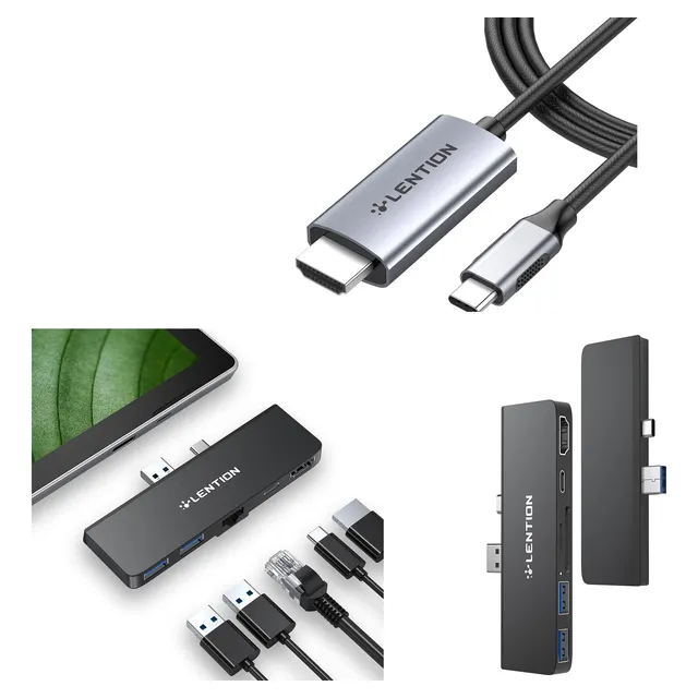Pack Lention 5-en-1 Hub Para Surface Pro 7 Con 4k Y Usb 3.0